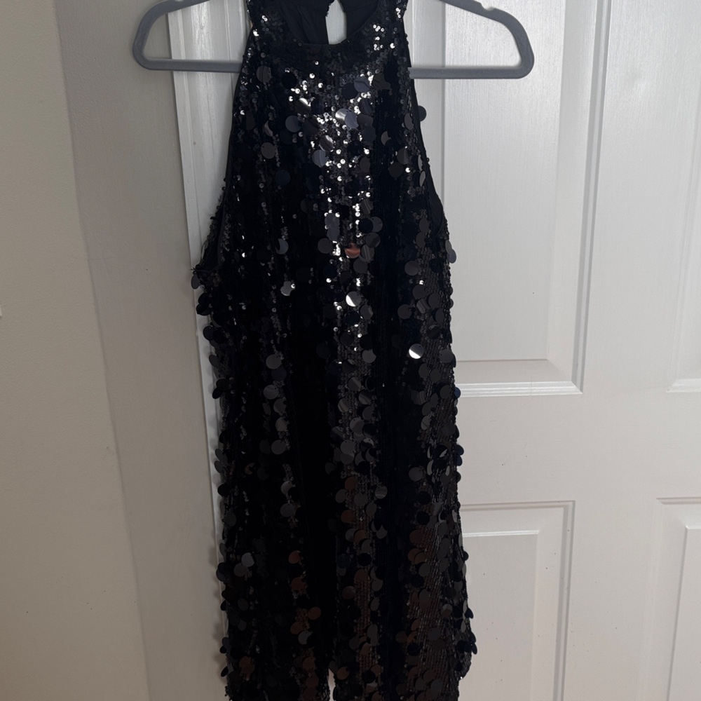 Cupshe Black Sequin Mini Halter Dress